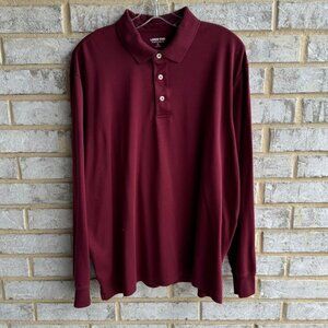 Lands' End Maroon Traditional Fit Long Sleeve Collared Shirt Men's Size XL.